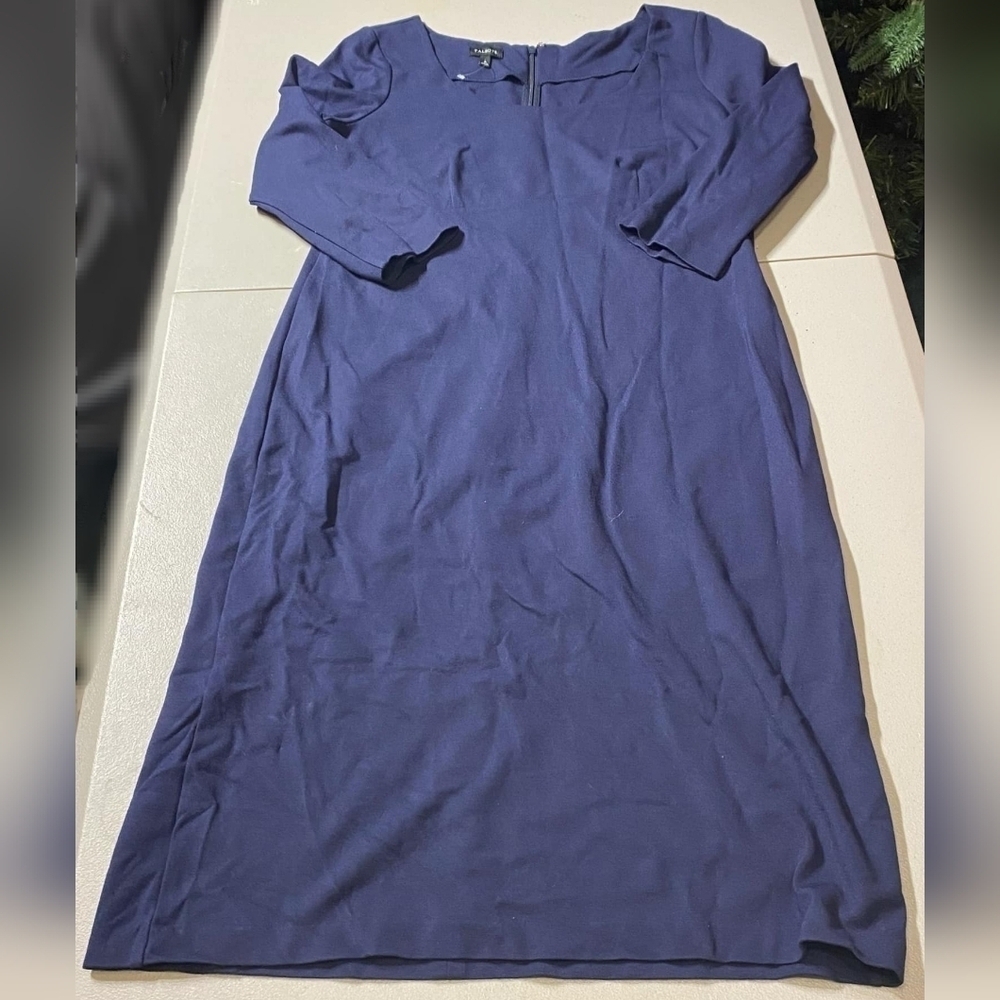 Talbots Elegant Blue Women's Dress Women's Size 8 Scoop Neck 3/4 Sleeves EUC